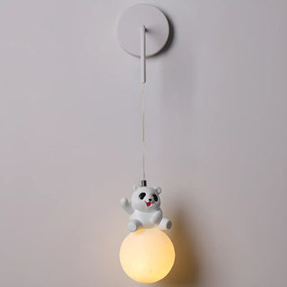 Kid's Room Cute Panda White LED Metal Wall Sconce Zawala Image - 6