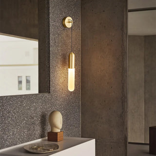 Simple Cylinder Gold Metal Hanging Wall Sconce Light Zawala Image - 2