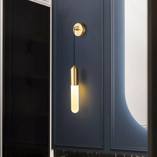 Simple Cylinder Gold Metal Hanging Wall Sconce Light Zawala Image - 5