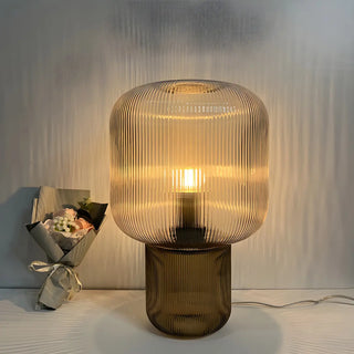 Modern Clear Brown Glass Blub Shape Bedroom Table Lamp Zawala Image - 1