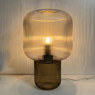Modern Clear Brown Glass Blub Shape Bedroom Table Lamp Zawala Image - 2