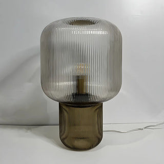 Modern Clear Brown Glass Blub Shape Bedroom Table Lamp Zawala Image - 4