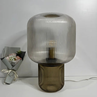 Modern Clear Brown Glass Blub Shape Bedroom Table Lamp Zawala Image - 5