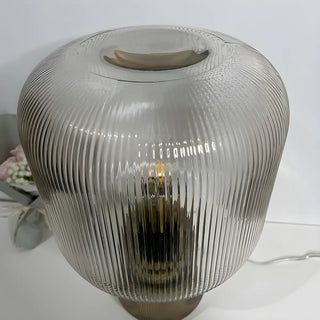 Modern Clear Brown Glass Blub Shape Bedroom Table Lamp Zawala Image - 8