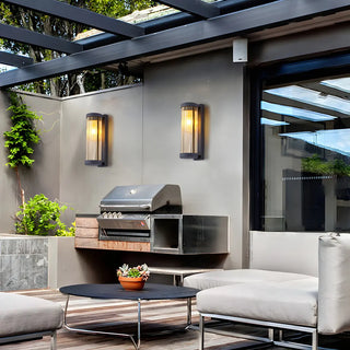 Waterproof Vertical Glass Black Exterior Wall Lamp Zawala Image - 1