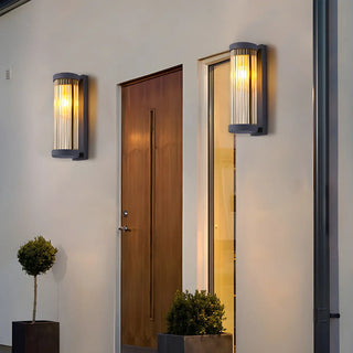 Waterproof Vertical Glass Black Exterior Wall Lamp Zawala Image - 2