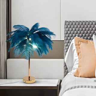 Romantic Blue Feather Tree Modern Decor Table Lamp Zawala Image - 1