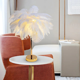 Romantic Blue Feather Tree Modern Decor Table Lamp Zawala Image - 3