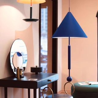 ZOWALA - Modern Blue Metal Cone Geometric Bedroom Pendant Light Image - 1