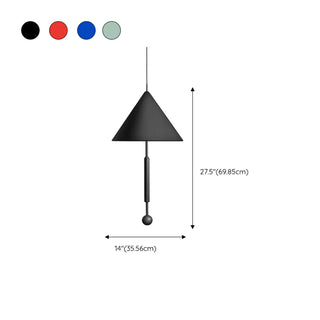 ZOWALA - Modern Blue Metal Cone Geometric Bedroom Pendant Light Image - 10