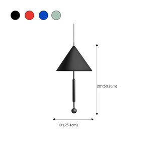 ZOWALA - Modern Blue Metal Cone Geometric Bedroom Pendant Light #size
