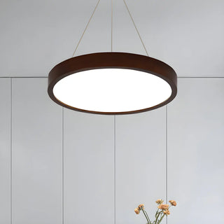 ZOWALA - Round Acrylic Wood Brown Adjustable Height LED Chandelier Image - 11
