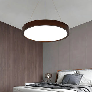 ZOWALA - Round Acrylic Wood Brown Adjustable Height LED Chandelier Image - 12