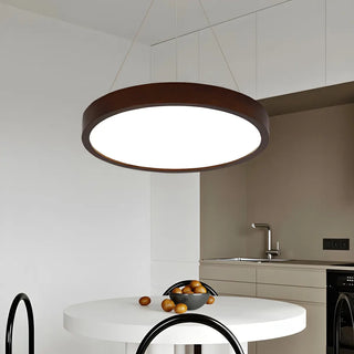 ZOWALA - Round Acrylic Wood Brown Adjustable Height LED Chandelier Image - 15