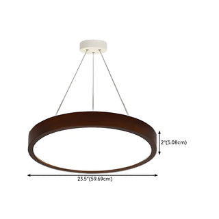 ZOWALA - Round Acrylic Wood Brown Adjustable Height LED Chandelier Image - 22
