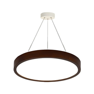 ZOWALA - Round Acrylic Wood Brown Adjustable Height LED Chandelier Image - 4