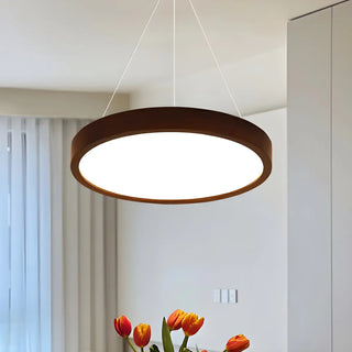 ZOWALA - Round Acrylic Wood Brown Adjustable Height LED Chandelier Image - 9
