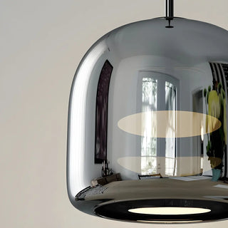 ZOWALA - Contemporary Round Glass Bedroom Black Pendant Light Image - 10