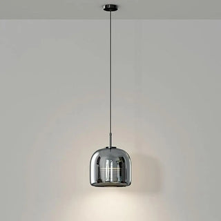 ZOWALA - Contemporary Round Glass Bedroom Black Pendant Light Image - 7