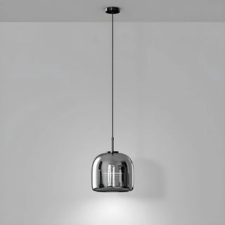 ZOWALA - Contemporary Round Glass Bedroom Black Pendant Light Image - 8