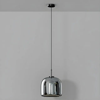 ZOWALA - Contemporary Round Glass Bedroom Black Pendant Light Image - 9