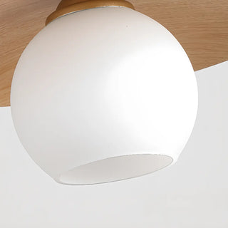 ZOWALA - Modern Wooden Disc Globe Opal Glass UFO Pendant Light Image - 12