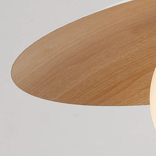 ZOWALA - Modern Wooden Disc Globe Opal Glass UFO Pendant Light Image - 13