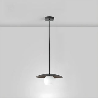 ZOWALA - Modern Wooden Disc Globe Opal Glass UFO Pendant Light Image - 5