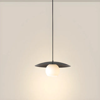 ZOWALA - Modern Wooden Disc Globe Opal Glass UFO Pendant Light Image - 9