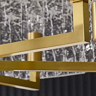 ZOWALA - Modern Drum Textured Glass Gold Metal Chandelier Image - 10