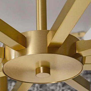 ZOWALA - Modern Drum Textured Glass Gold Metal Chandelier Image - 12