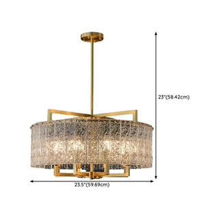 ZOWALA - Modern Drum Textured Glass Gold Metal Chandelier #size