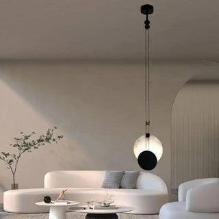 ZOWALA - Modern Eclipse Black and White Living Room Pendant Light Image - 1