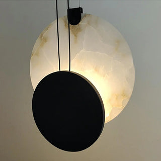 ZOWALA - Modern Eclipse Black and White Living Room Pendant Light Image - 7