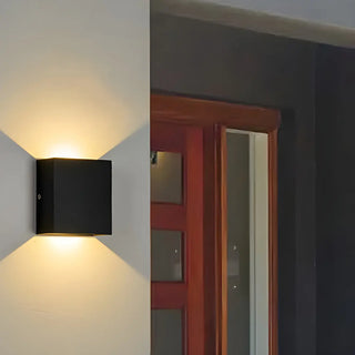 Square Modern Black LED External Up Down Wall Sconce Zawala Image - 2