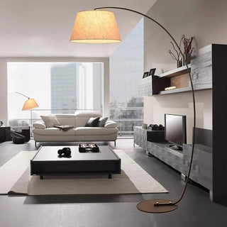 ZOWALA - Modern Fabric Barrel Arc Floor Lamp Image - 2