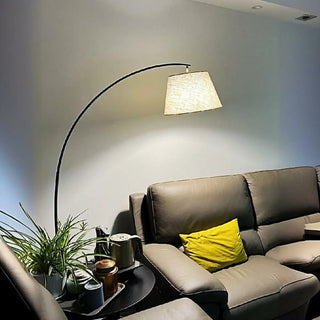 ZOWALA - Modern Fabric Barrel Arc Floor Lamp Image - 4