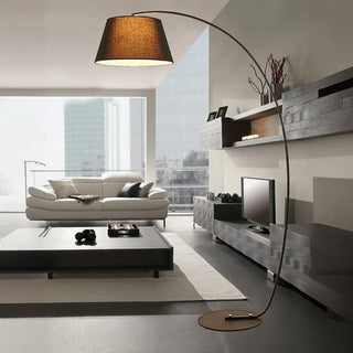 ZOWALA - Modern Fabric Barrel Arc Floor Lamp Image - 5