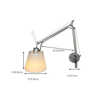 Modern Frosted Glass Chrome Swing Arm Wall Sconce #size