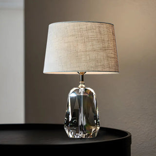 Retro Fabric Bucket Shade Crystal Geometric Table Lamp Zawala Image - 1