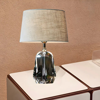 Retro Fabric Bucket Shade Crystal Geometric Table Lamp Zawala Image - 3