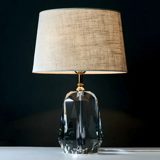 Retro Fabric Bucket Shade Crystal Geometric Table Lamp Zawala Image - 4