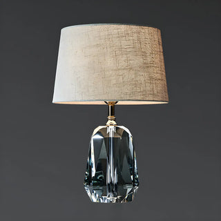 Retro Fabric Bucket Shade Crystal Geometric Table Lamp Zawala Image - 7
