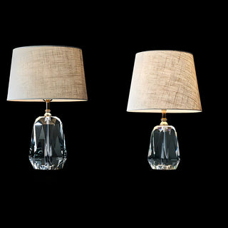 Retro Fabric Bucket Shade Crystal Geometric Table Lamp Zawala Image - 8