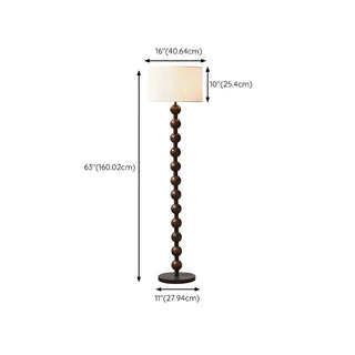 ZOWALA - Modern Fabric Cylinder Walnut Floor Lamp Image - 11