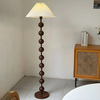 ZOWALA - Modern Fabric Cylinder Walnut Floor Lamp Image - 3