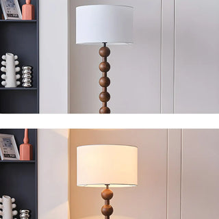 ZOWALA - Modern Fabric Cylinder Walnut Floor Lamp Image - 6