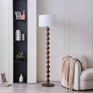ZOWALA - Modern Fabric Cylinder Walnut Floor Lamp Image - 9