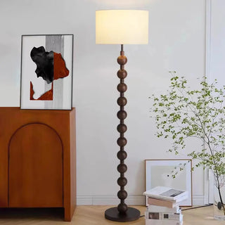 Modern Drum Wooden Spherical Column Floor Lamp Zawala Image - 1