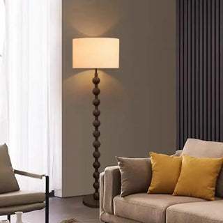 Modern Drum Wooden Spherical Column Floor Lamp Zawala Image - 7